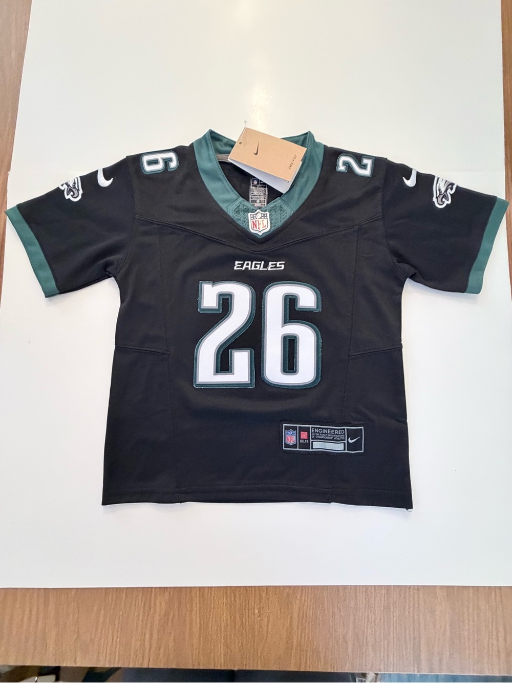 Nike Black Philadelphia Eagles Kids Jersey - #26 Saquon Barkley.